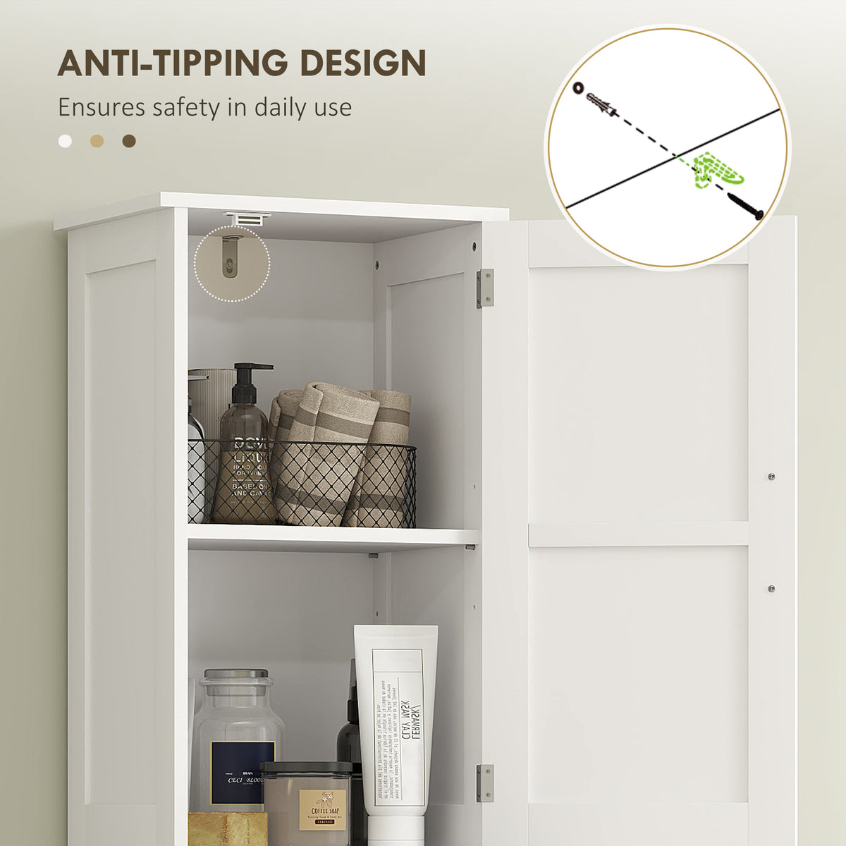 Tall Bathroom Cabinet Barn Doors Drawer Adjustable Shelves