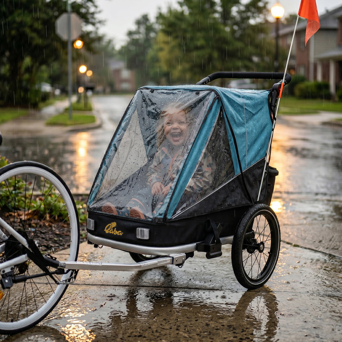 Foldable 3-in-1 Kids Bike Trailer with Reclining Seat