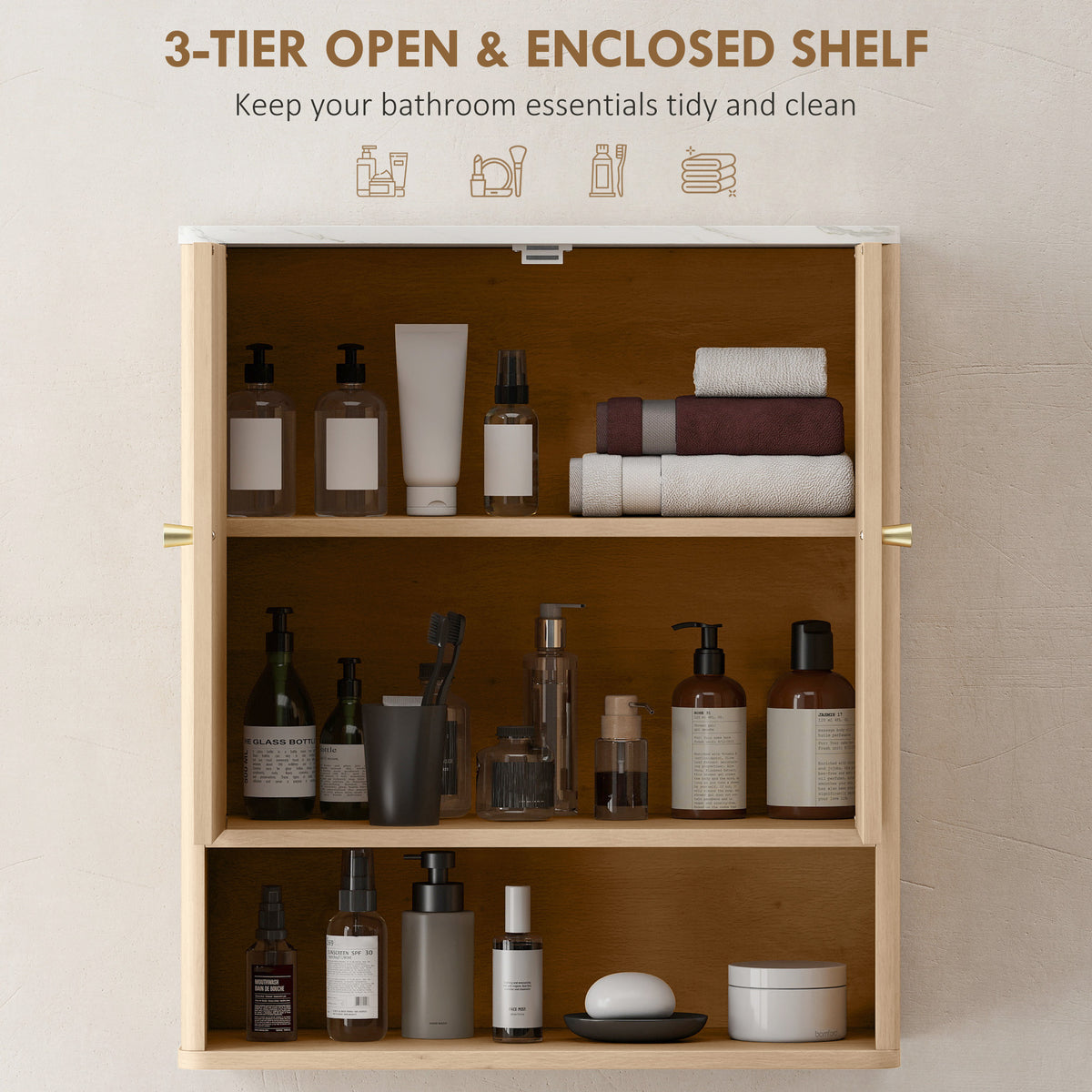 Bathroom wall cabinet with adjustable shelf