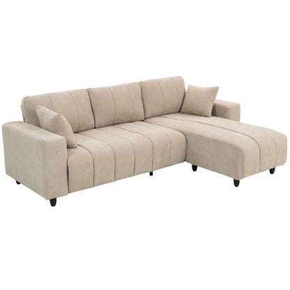 Reversible L-Shaped Sectional Sofa 4-Seater Linen