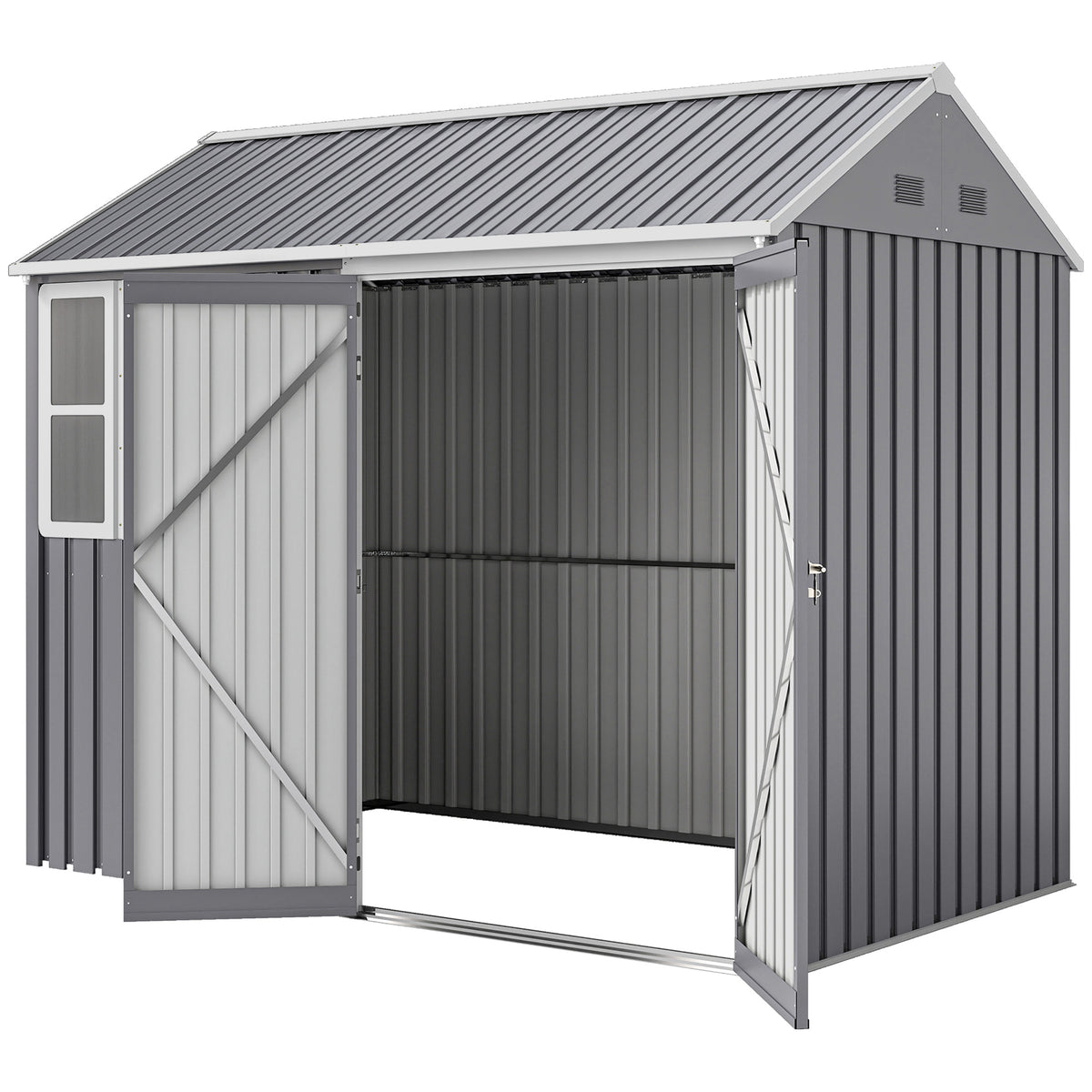 Cobertizo metálico para jardín de 2,6 m x 1,7 m — gris