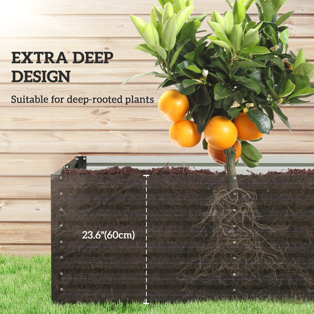 240x120x60cm Raised Garden Bed - Black Galvanized Planter