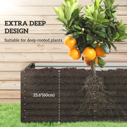 240x120x60cm Raised Garden Bed - Black Galvanized Planter