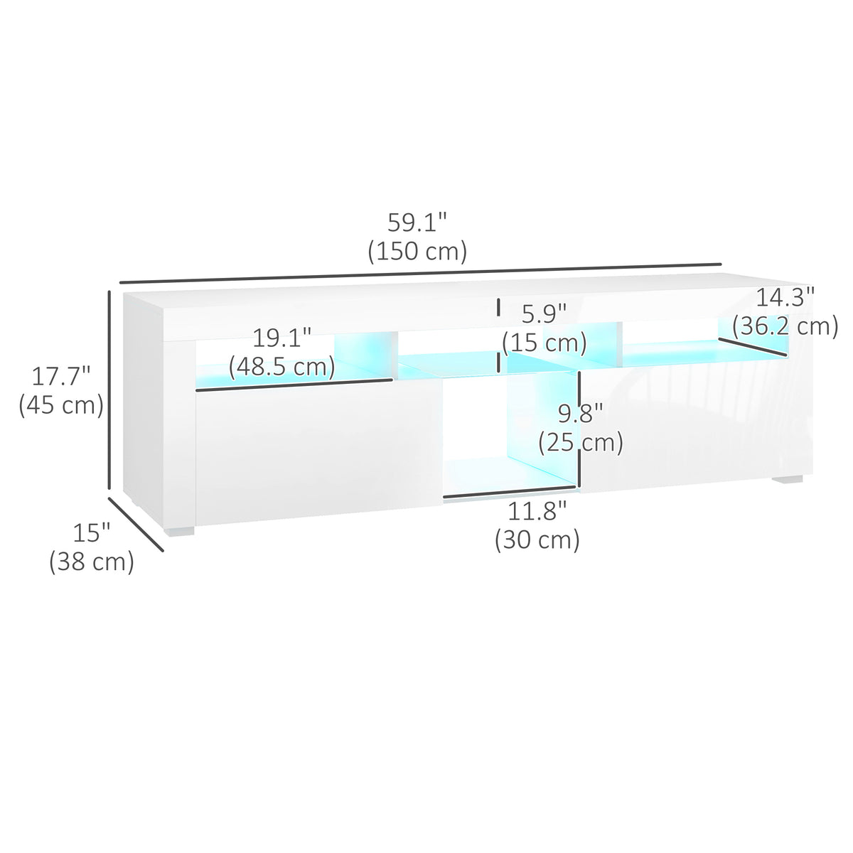 Mueble de TV moderno con luces LED y almacenamiento