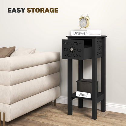 Nightstands with drawer and open shelf set of 2