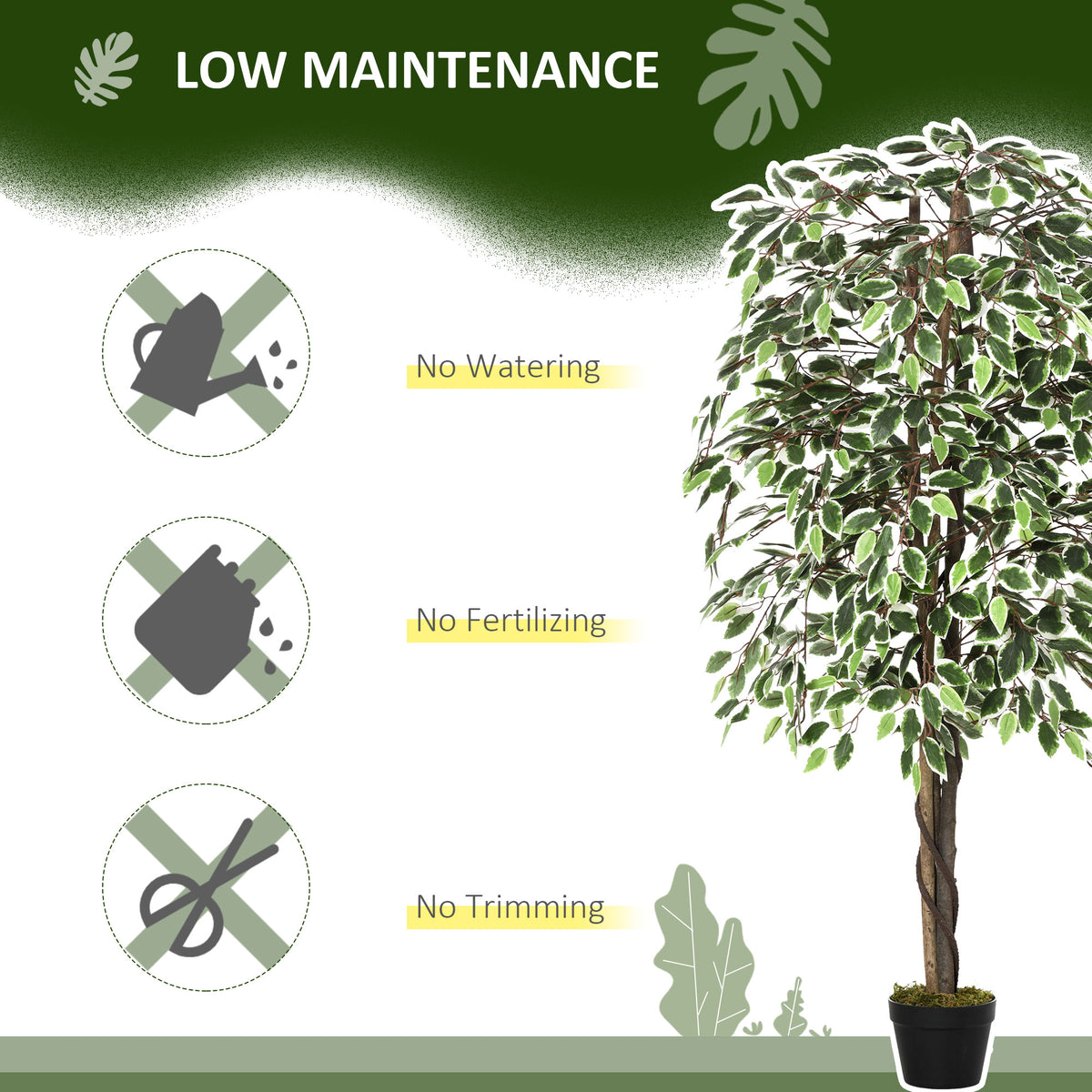 Realistic Potted Artificial Ficus Tree — Green