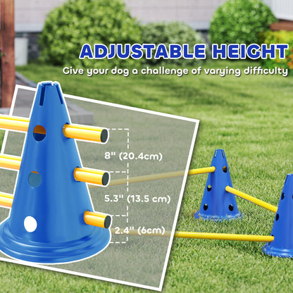 Set de agilidad para perros con conos y postes ajustables