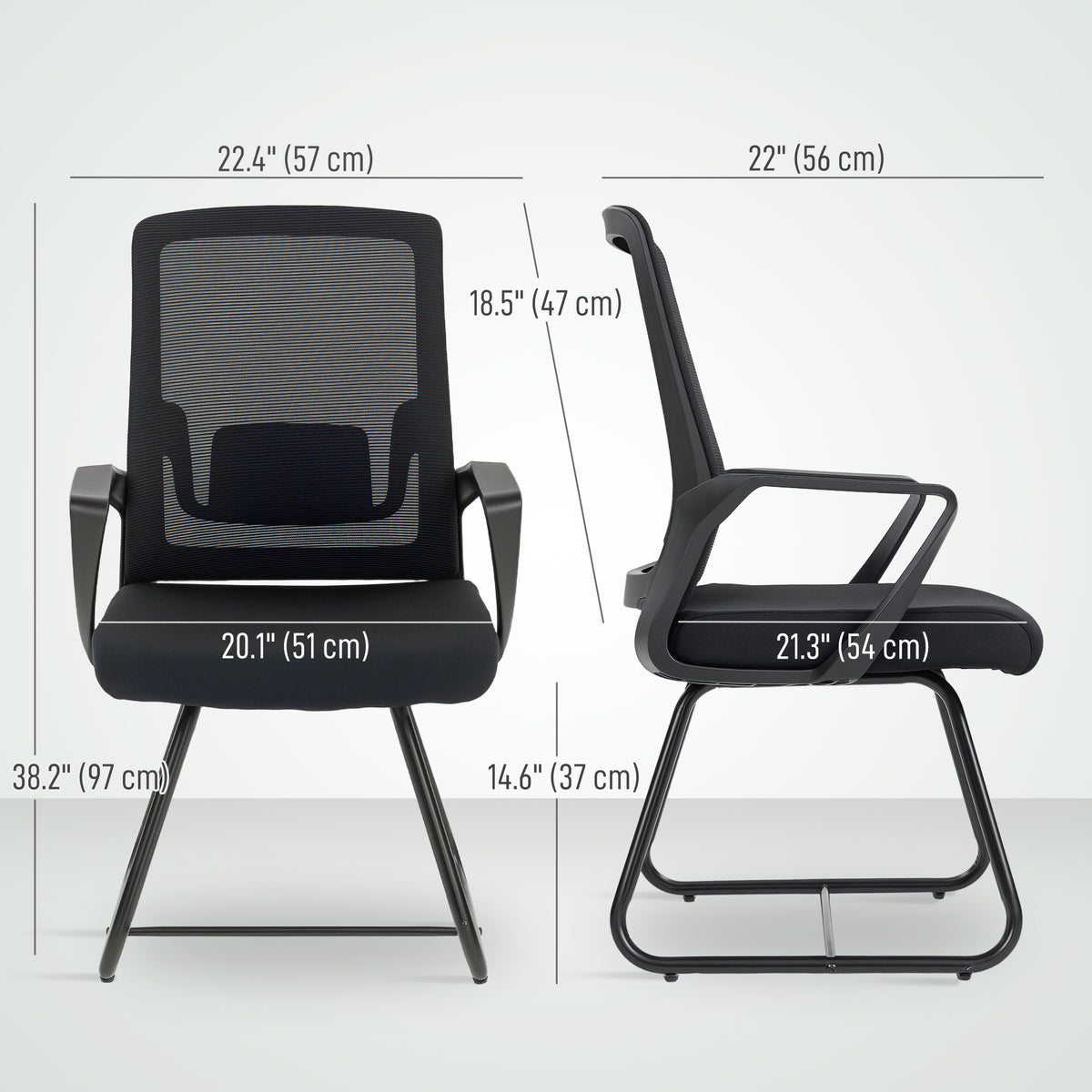 Office Chair No Wheels Lumbar Support Mesh Back