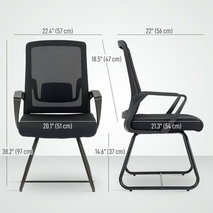 Office Chair No Wheels Lumbar Support Mesh Back
