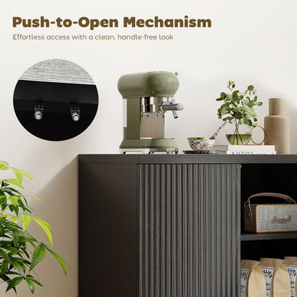 Sideboard Buffet Cabinet Fluted Push-to-Open Doors