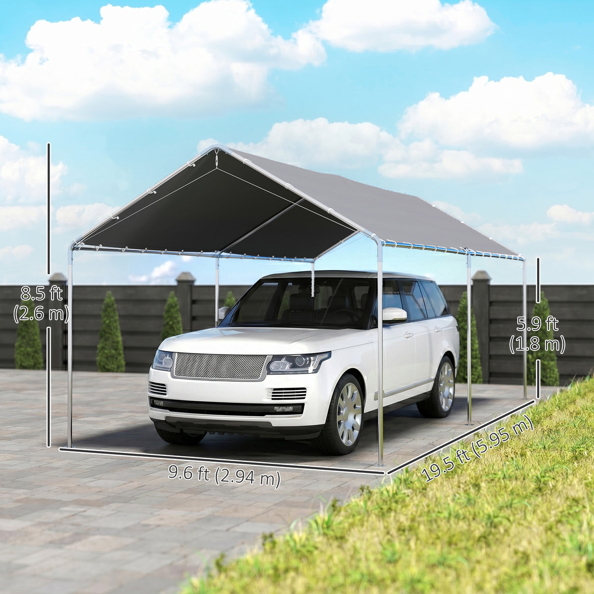 Car Shelter 10' Galvanized Steel