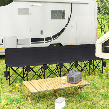 Folding chair 6 seat with cup holders and case