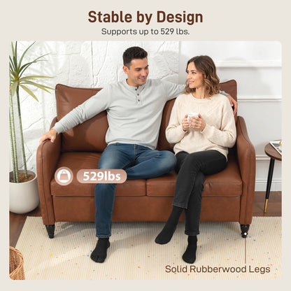 Loveseat Sofa PU Leather with Wood Legs