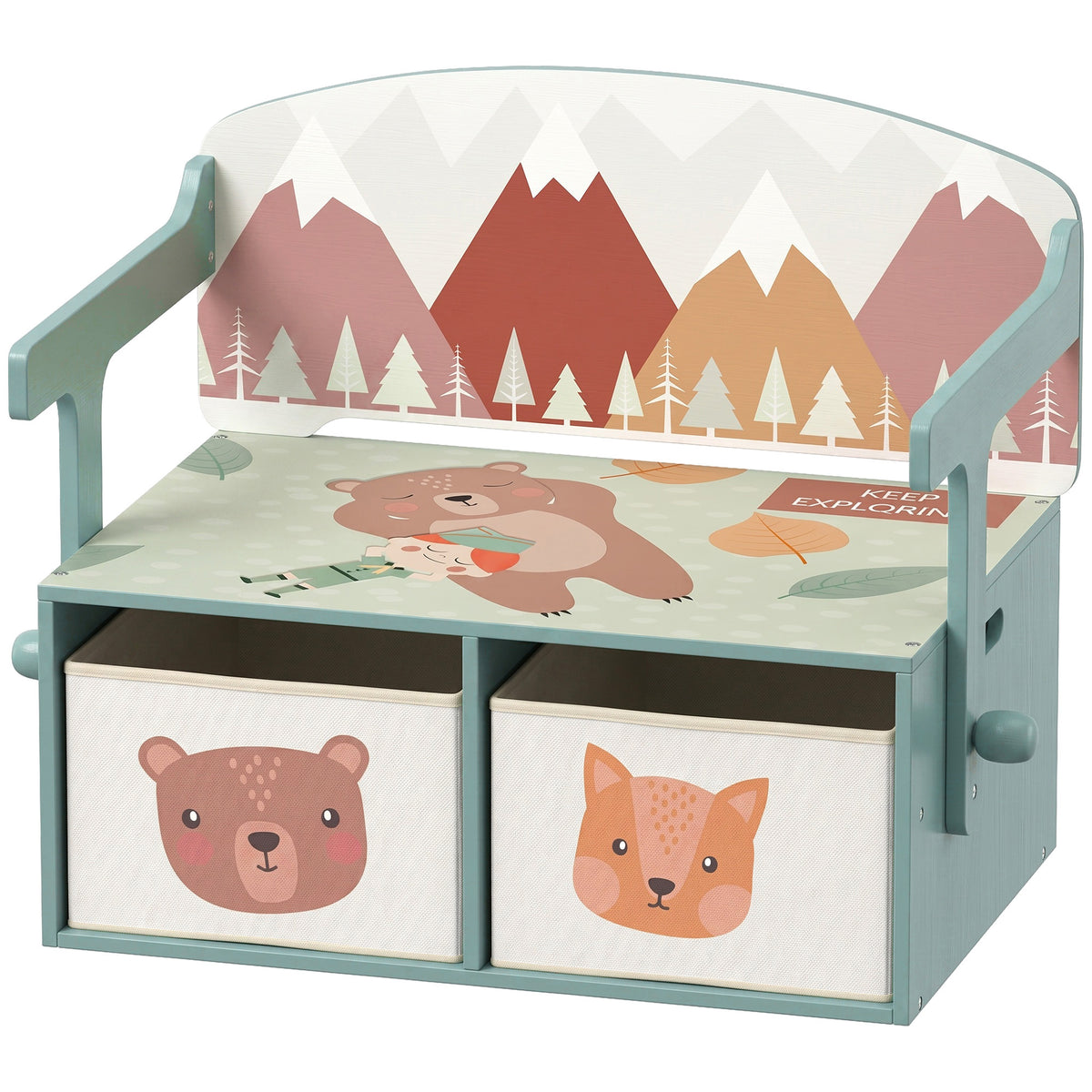 3-in-1 convertible wooden toy storage chest