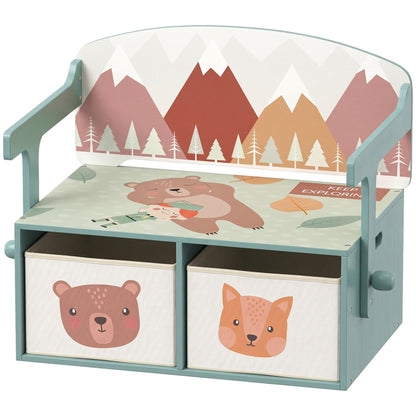 3-in-1 convertible wooden toy storage chest