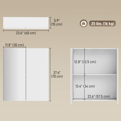 Wall-Mounted Mirror Medicine Cabinet 2 Doors