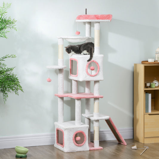 Árbol para gatos de varios niveles con rascador de sisal, 165 cm