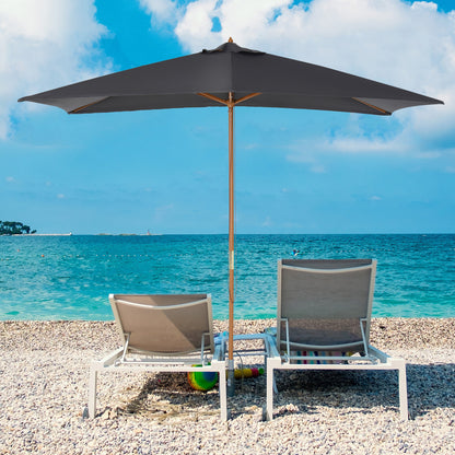 Rectangular Patio Umbrella Bamboo Ribs 7 x 10 ft