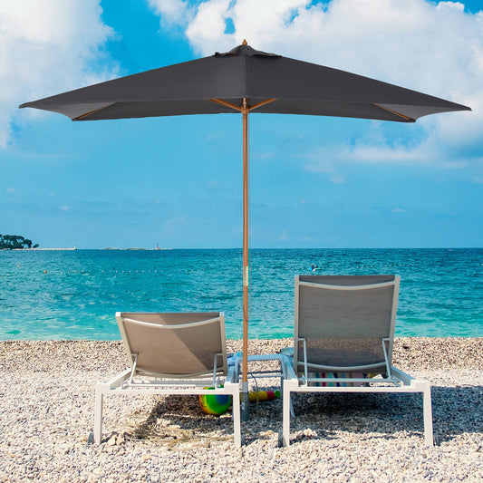 Rectangular Patio Umbrella Bamboo Ribs 7 x 10 ft