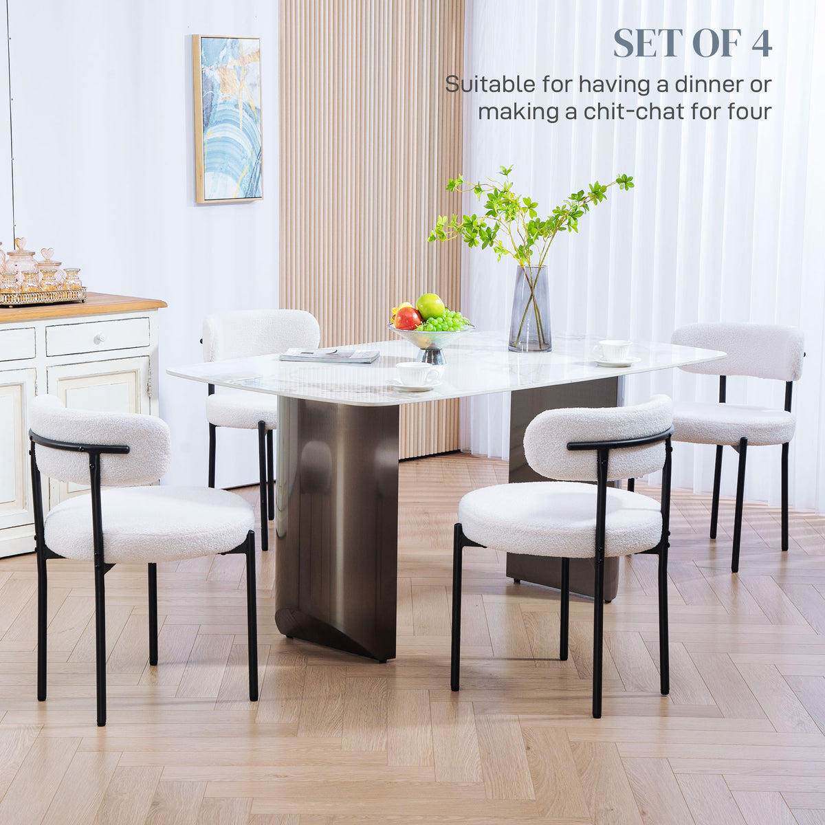 Juego de 4 sillas de comedor modernas acolchadas