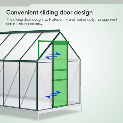 190x375x199cm Charcoal Grey Polycarbonate Greenhouse with Ventilation