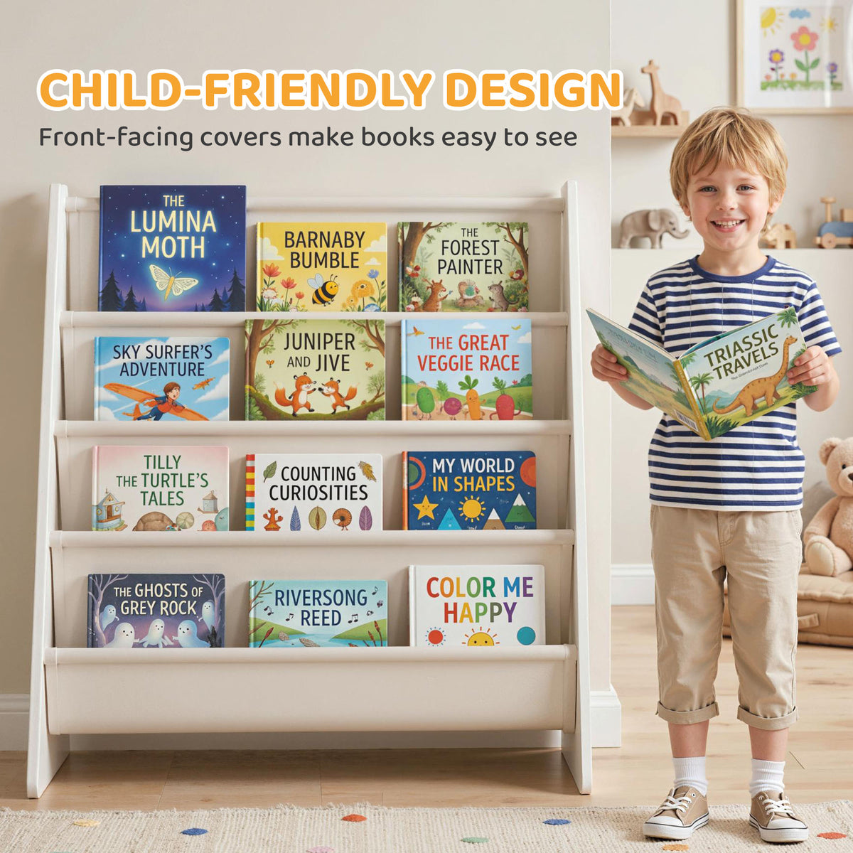 Biblioteca infantil de 4 niveles para dormitorio y sala de juegos