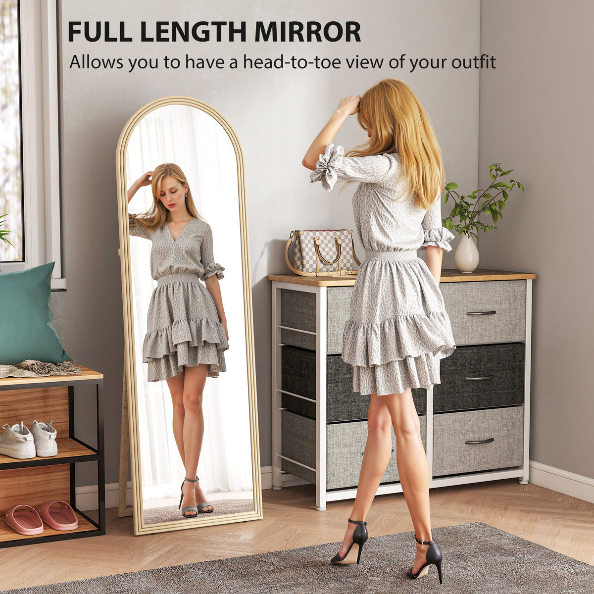Arched Full Length Standing Mirror 64 inches