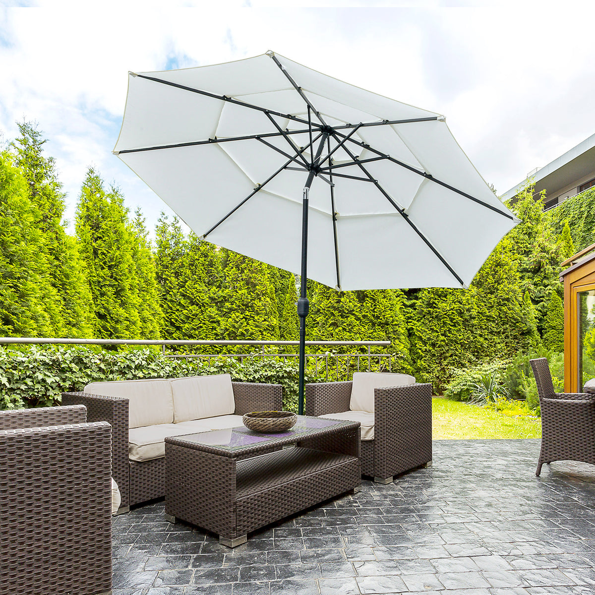 3-Tier Patio Umbrella with Crank and Tilt 9 ft