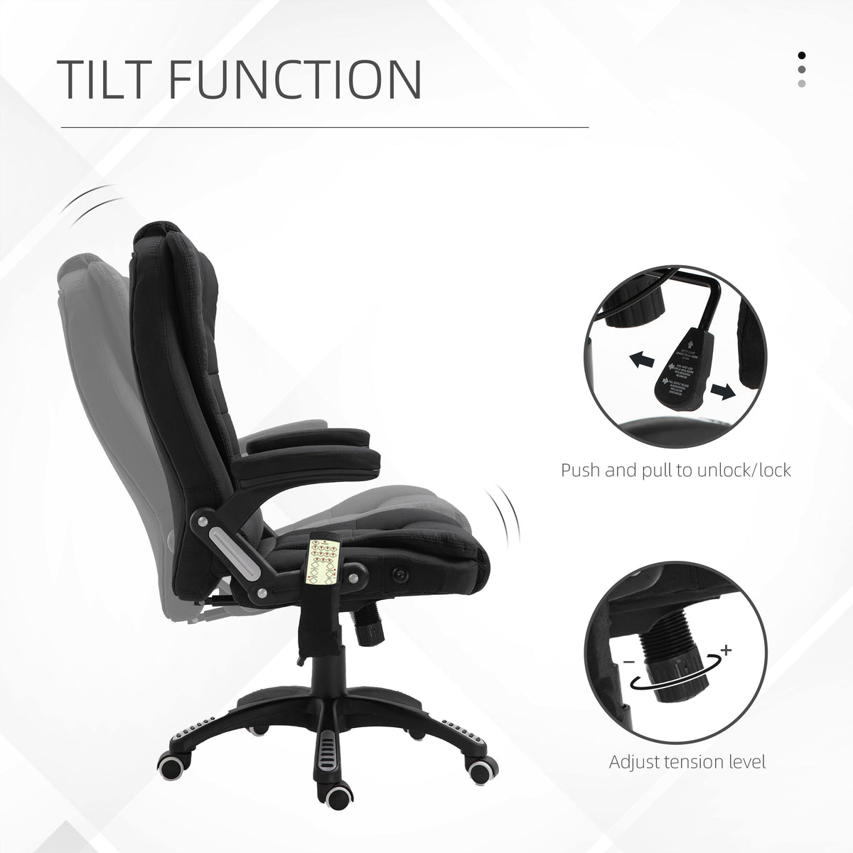 Sillón de oficina masajeante reclinable de respaldo alto giratorio