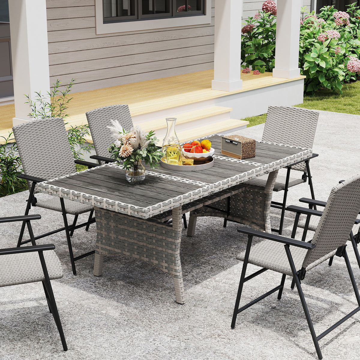Outdoor Dining Table for 6-8 with Storage Shelf