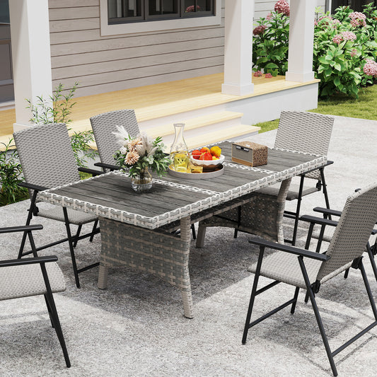 Outdoor Dining Table for 6-8 with Storage Shelf