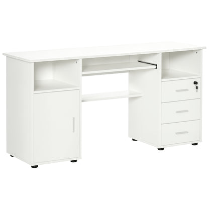 Computer Desk with Keyboard Tray and Drawers