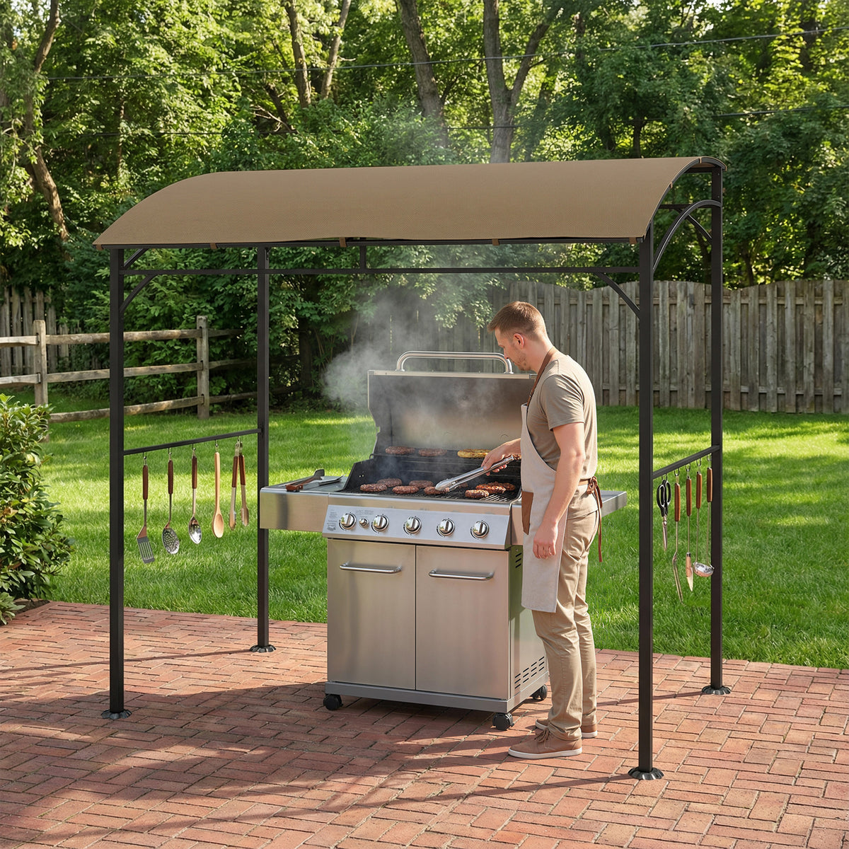 Cenador curvo para barbacoa de 7' x 5'