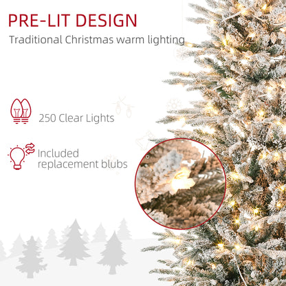 Pino de Navidad artificial nevado con luces integradas 7,5 pi