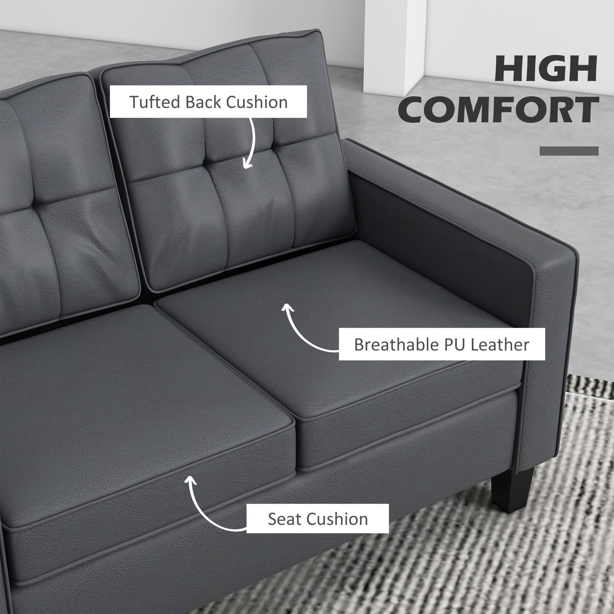 2-Seater Loveseat Faux Leather 51 inches