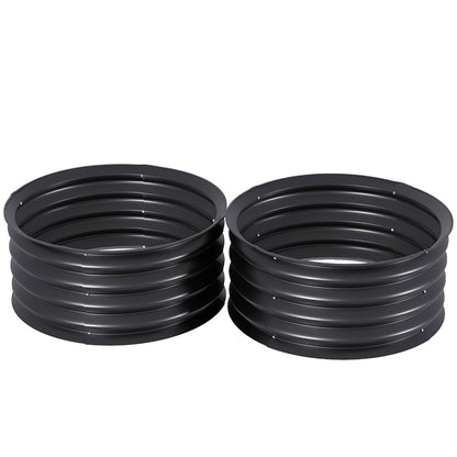 Set of 2 Raised Garden Beds Galvanised Steel Safety