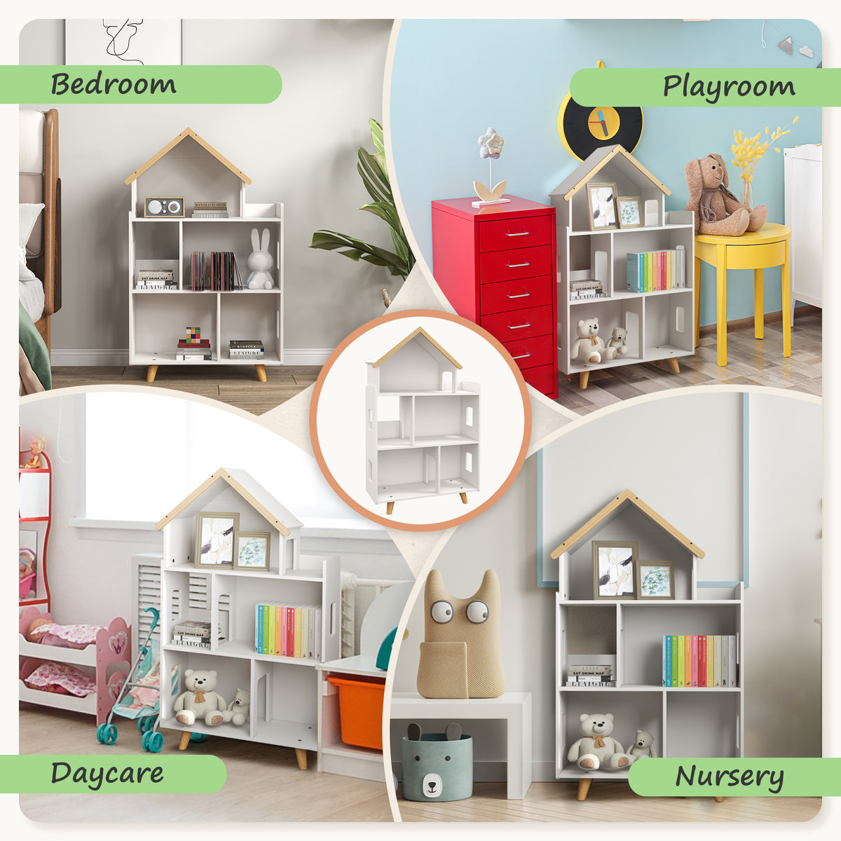 Toy storage organizer cabinet 3-tier bookshelf
