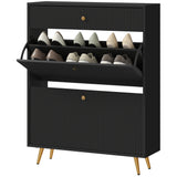 Narrow shoe storage cabinet wave panels