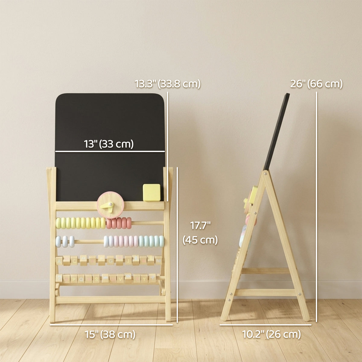 Caballete de arte para niños de madera de doble cara