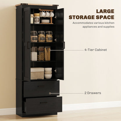 Tall Kitchen Pantry Cabinet 4-Tier with Drawers