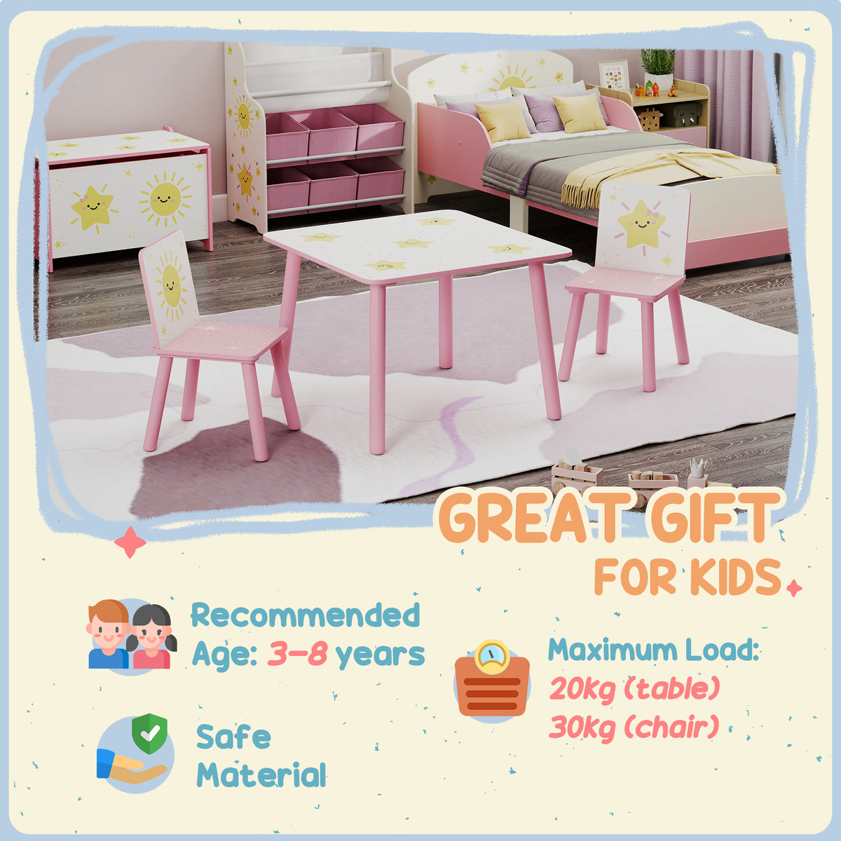 Kids Table and Chair Set — Set of 3