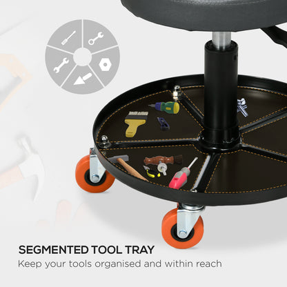 Shop Stool Pneumatic Adjustable Mechanic with Tool Tray Wheels