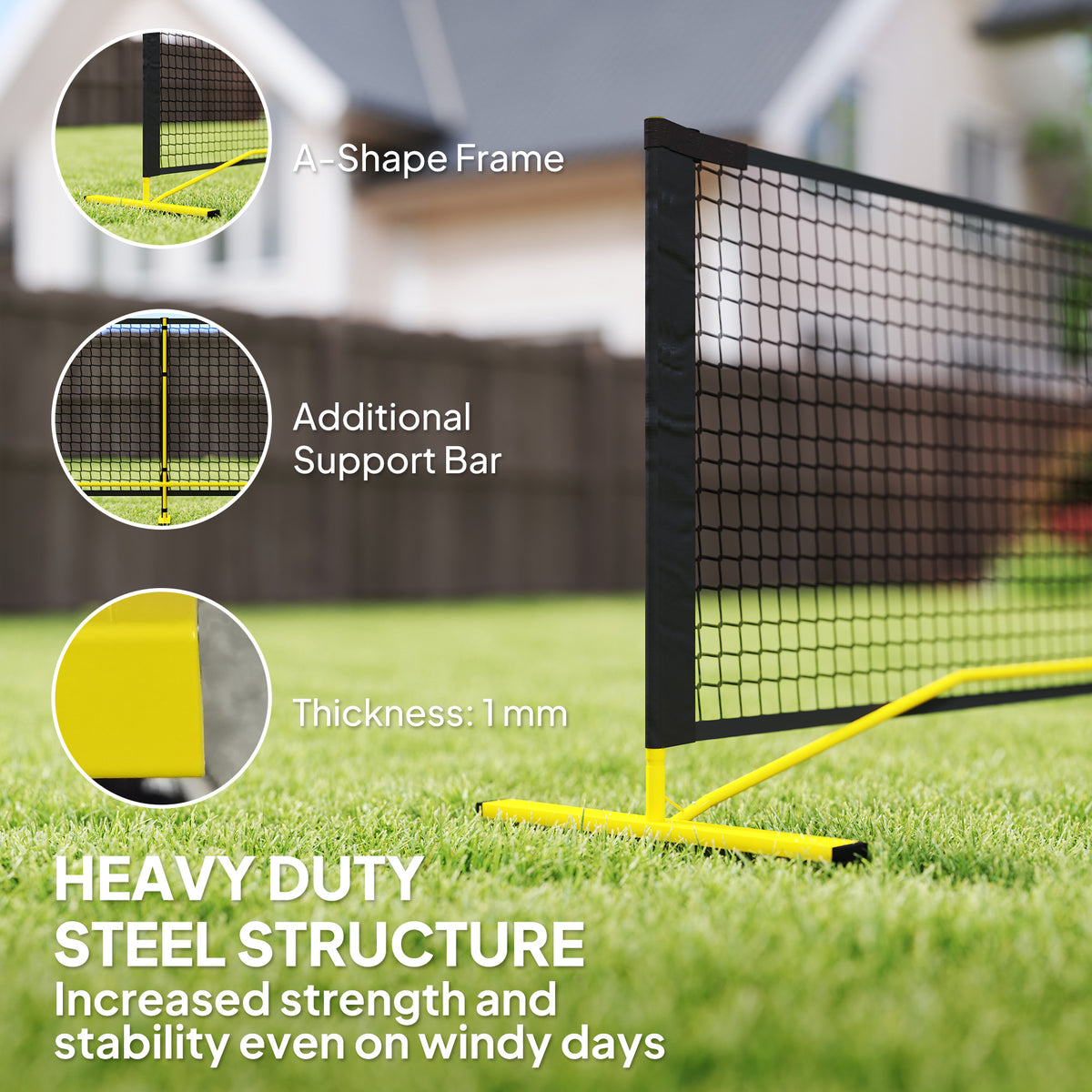 Portable regulation size pickleball net with carrying bag