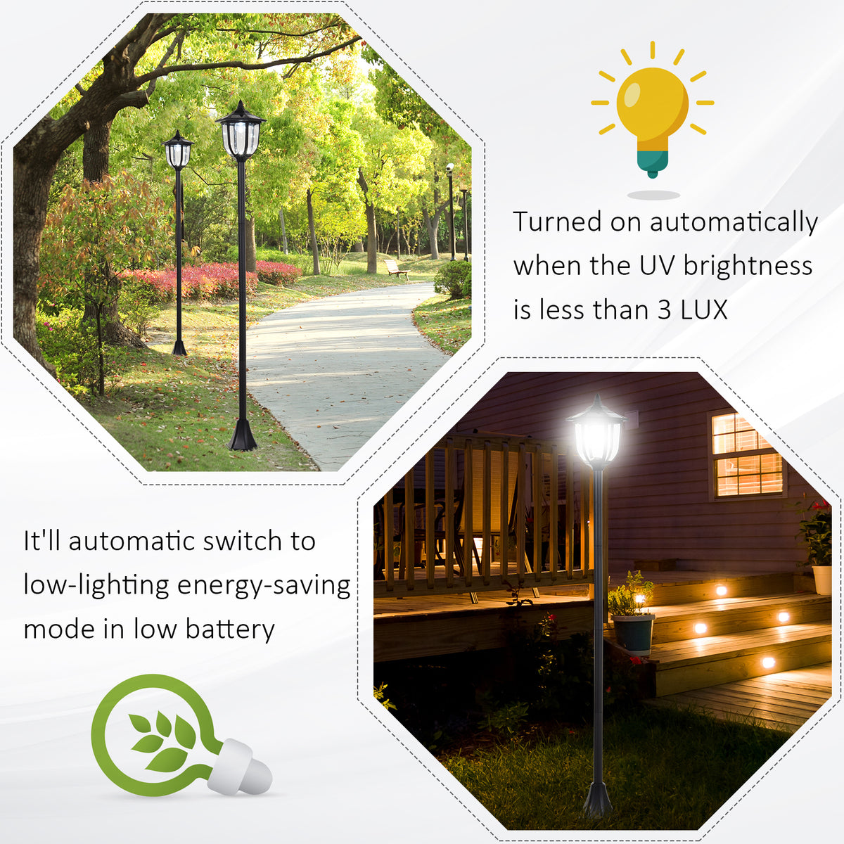 Solar Torch Lights Outdoor 6 LED Water-Resistant