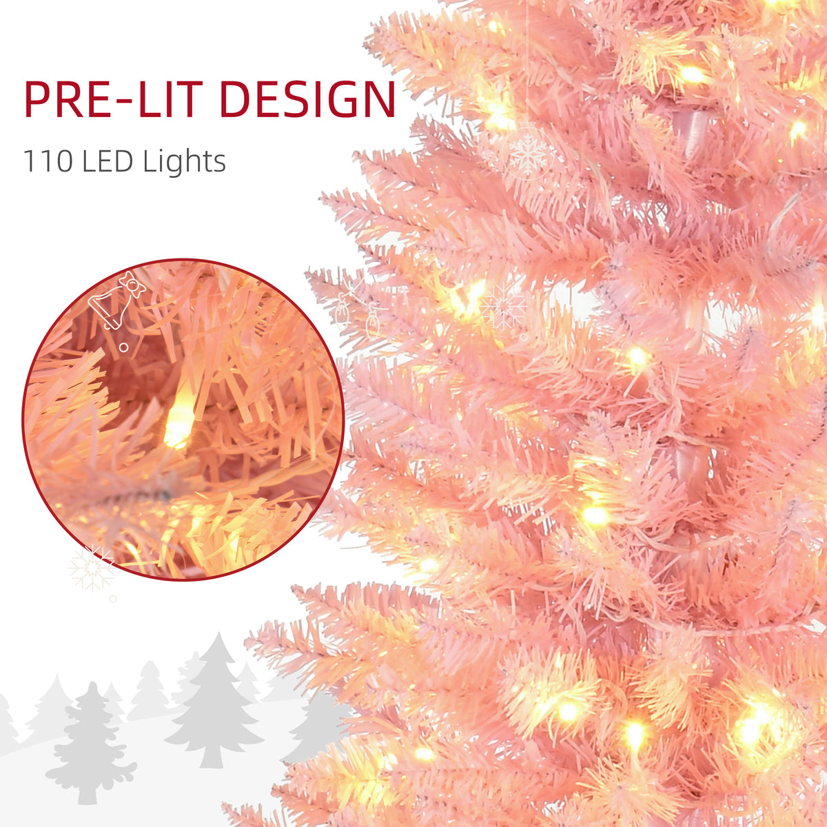 Pre-lit artificial slim pencil Christmas tree