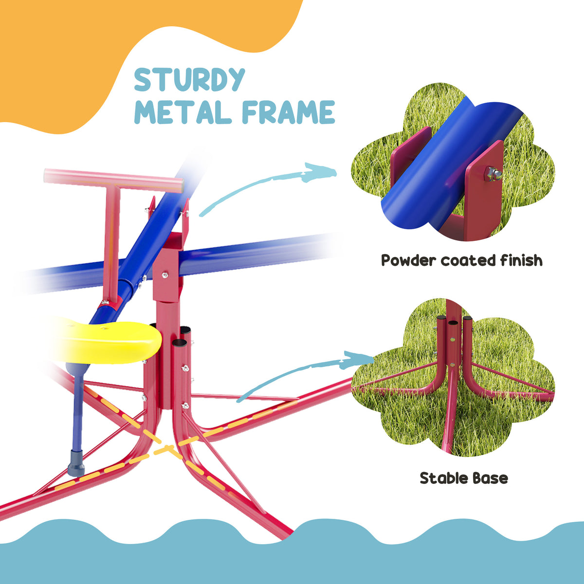 Kids Metal 4-Seater Outdoor Seesaw Teeter Totter