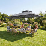 Patio Gazebo Double Roof with Extendable Shade Canopy