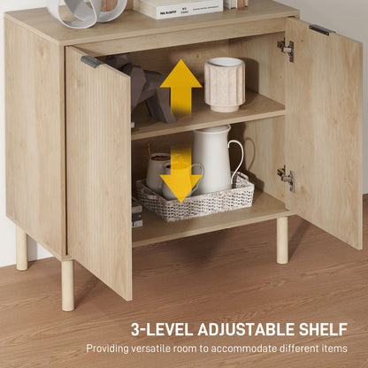 Console Cabinet with Doors and Adjustable Shelf — Oak