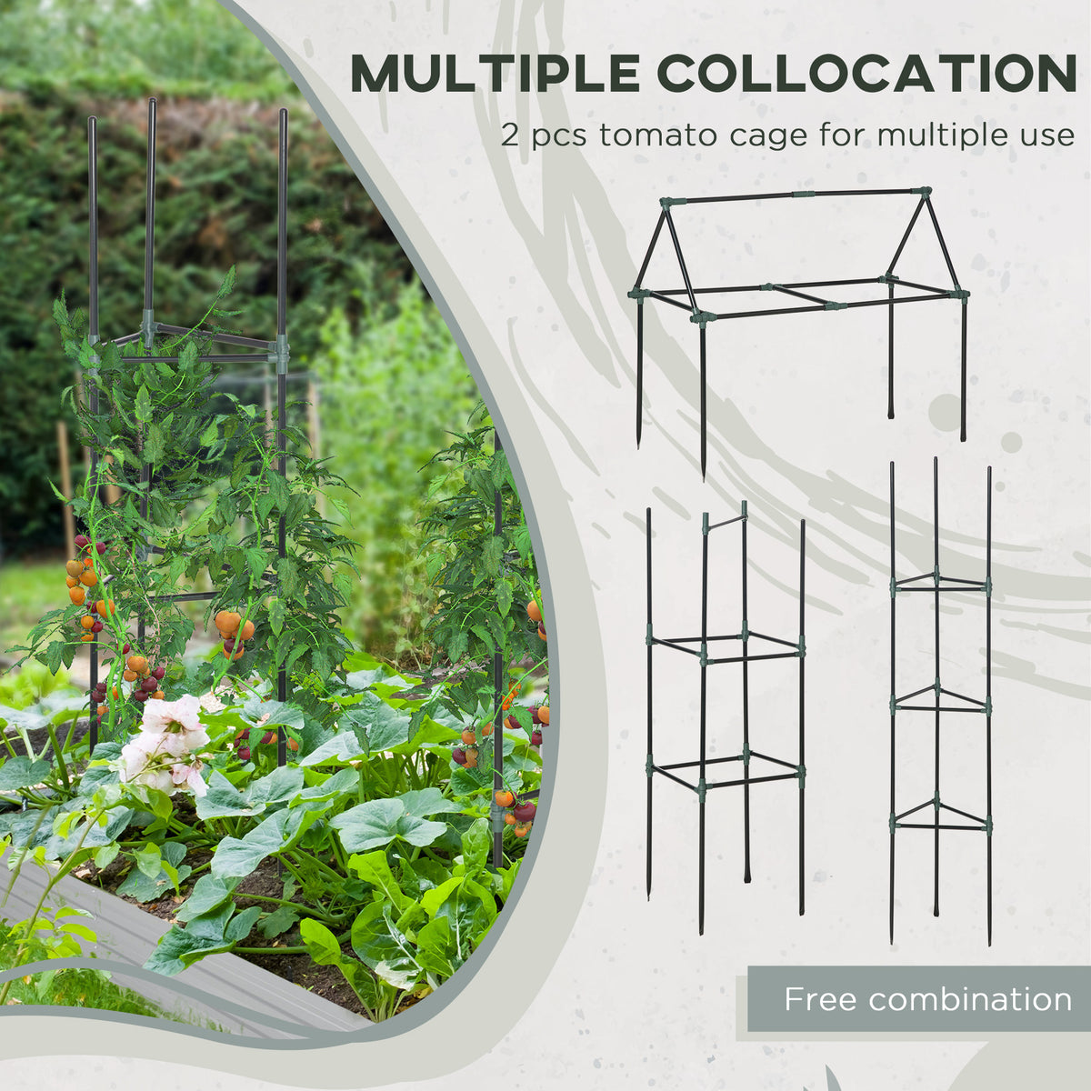 Jardinera elevada de 180 cm con 2 jaulas para tomates