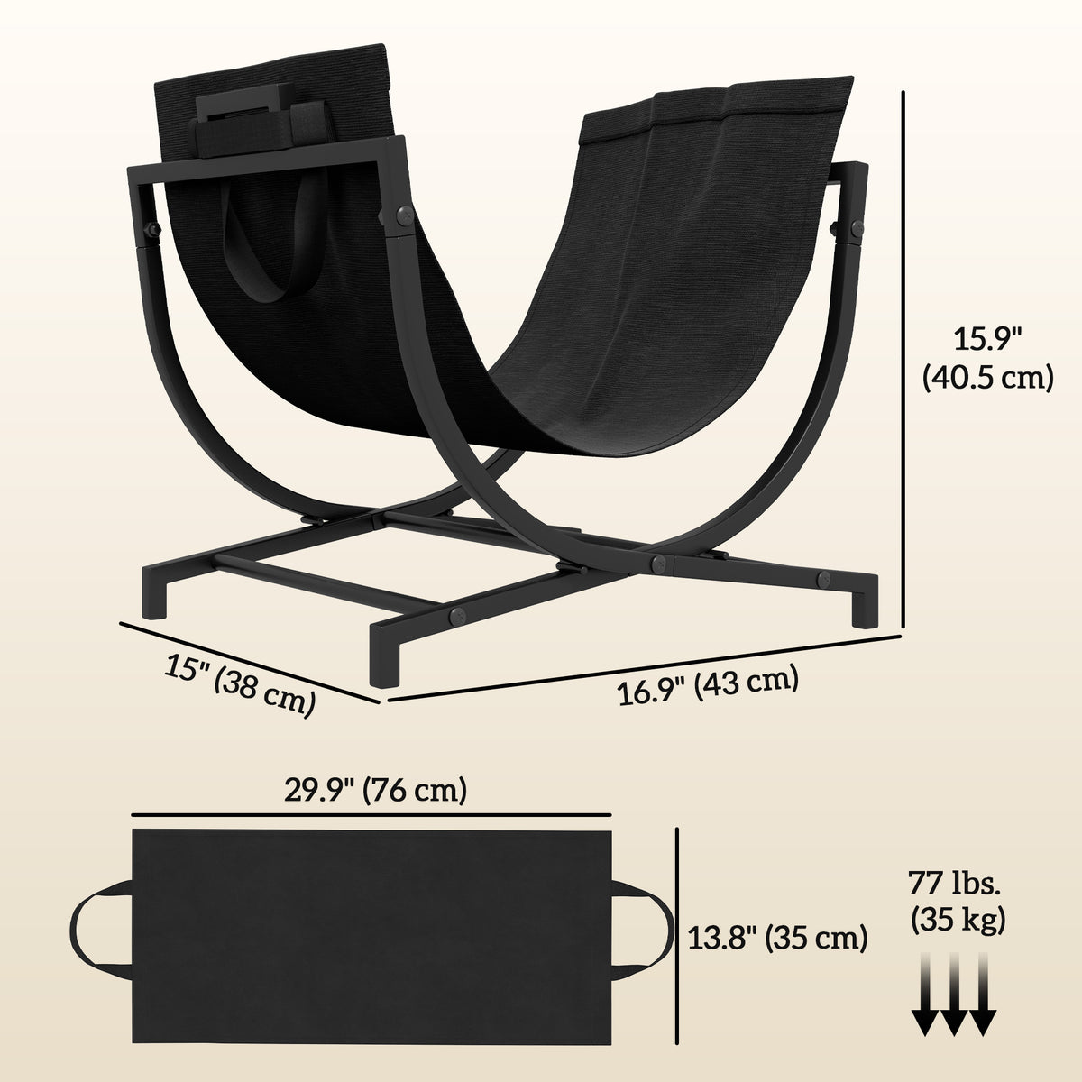 Foldable Firewood Rack for Fireplace with Log Carrier